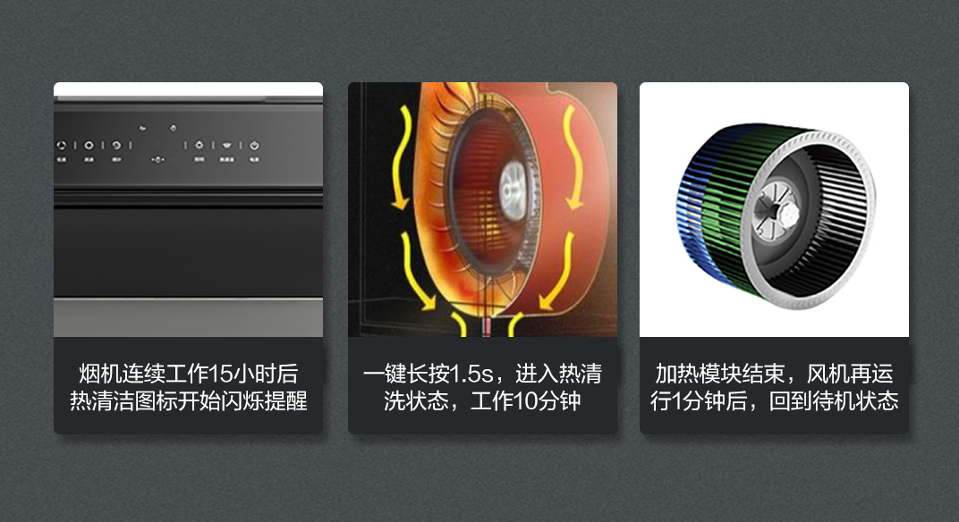 【吸油烟机】智能热清洗 拒绝加水或拆洗